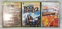 3 Xbox 360 Games, Rock Band & Tony Hawk