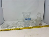 MISC Lot of Clear Glass- Cat Pitcher