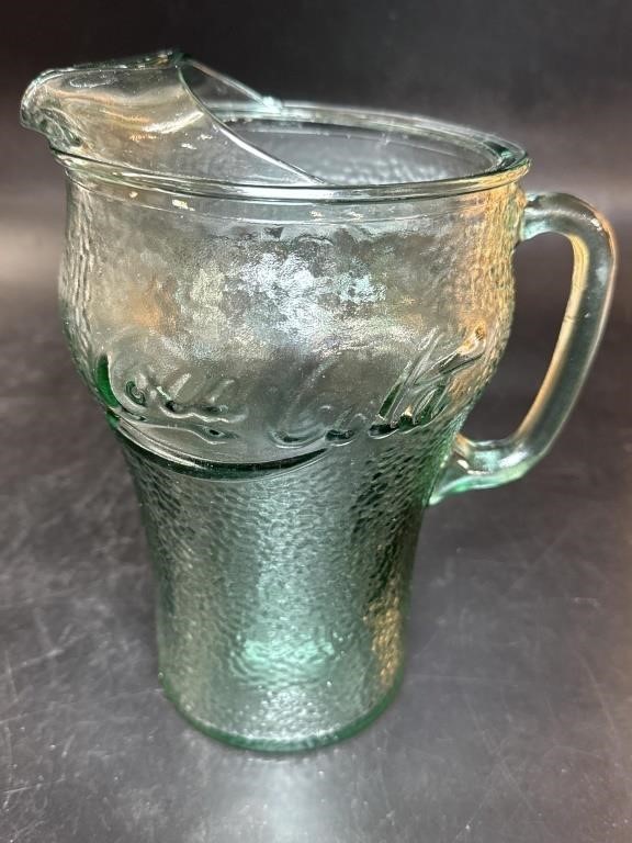 Coca-Cola 64oz. Pebbled Green Glass Pitcher