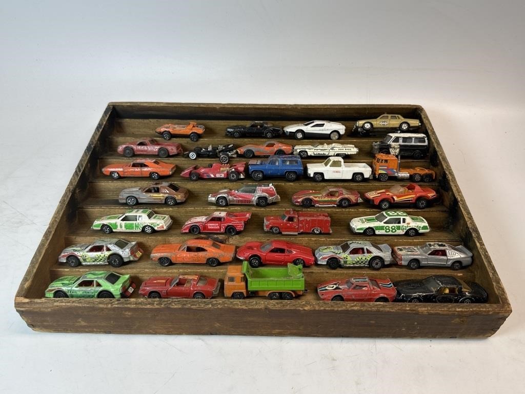 32 Hot Wheels, Matchbox, and Other Cars on