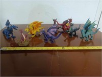 PLASTIC DRAGON FIGURINES LOT OF 8