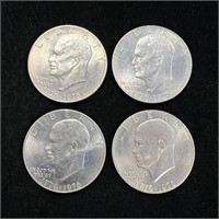 Four Bicentennial Eisenhower Dollars