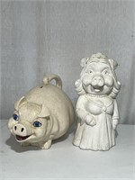 Vtg. Pottery Piggy Banks.  Size: 14 in. each.