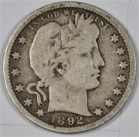 1892 o Better Date Barber Half Dollar