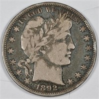 1892 FIne Plus Grade Barber Half Dollar