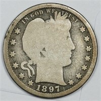 1897 s Semi Key Barber Half Dollar