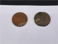 1809 AND 1853 U.S. LIBERTY HEAD LARGE CENTS