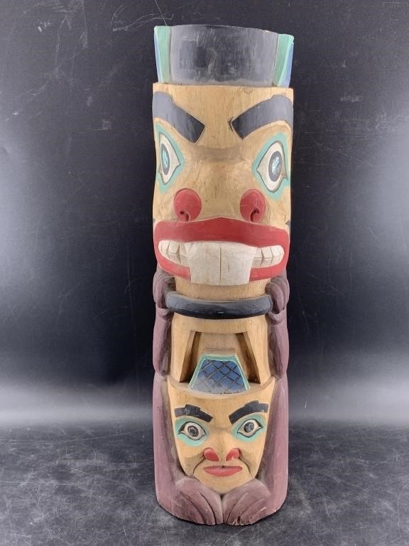 Tlingit style totem pole 21 3/4", imported