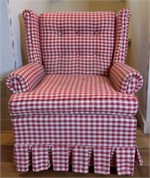 VTG Checkered Rolled Arm Chair Tufted Back W/