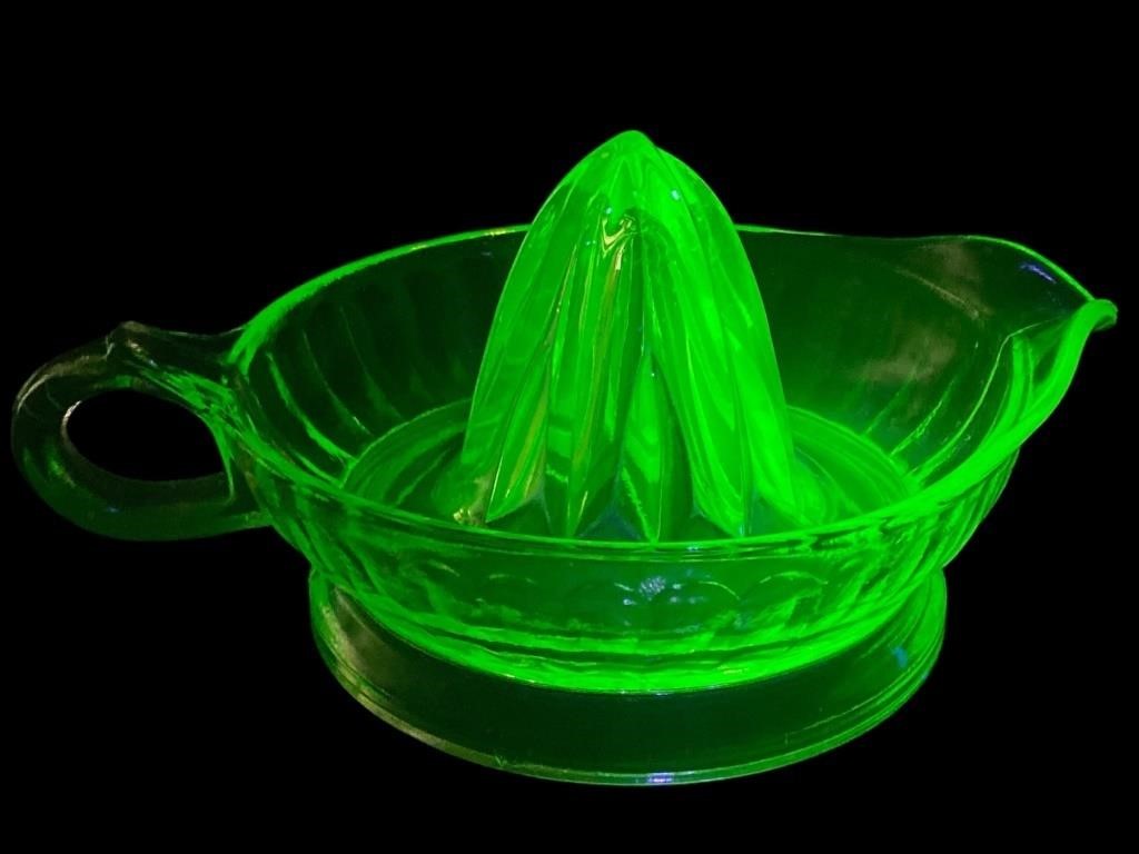 Vintage Uranium Glass Juicer