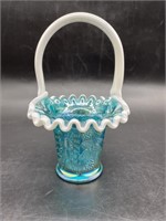 Vintage Fenton Basket- Cased Turquoise to White