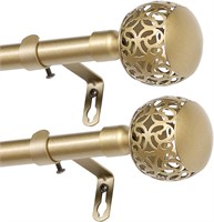 Gold Curtain Rods 66-120  2 Pack  Ball Finials