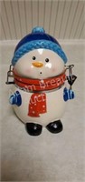 8 inch snowman porcelain cookie jar/canister