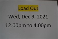 load out Thursday, Dec 9 12:00pm to 4:00pm