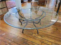 Heavy Iron & Glass Round Coffee Table