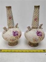 pair hand painted royal sussex vases