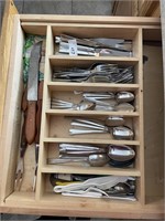 KNIFES AND SILVERWARE IN KITCHEN DRAWER