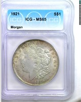 1921 Morgan ICG MS65 Soft Toning