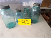 BLUE JARS W/ ZINC TOPS (3, 5 & 12)