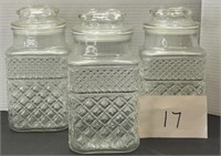 Clear Glass Canister Jar Set Of 3