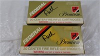 2 Boxes 22-250 Remington, 55 Gr Boat Tail HP Ammo