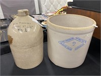 Radam’s stoneware jug & Pittsburgh crock.