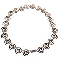 925 Sterling Silver Fancy Swirl Design Choker Necl