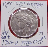 1924-S Peace Dollar, MS