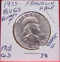 1955 Franklin Half Dollar, MS, "Bugs Bunny"