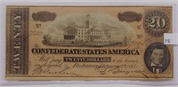 Confederate States $20 Note, 2/17/1864, Nice!