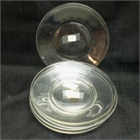 Five clear glass plates 8"