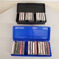 Two Cassette Storage Containers with Tapes