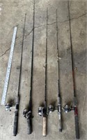 Five rods and five reels