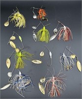 Various fishing hooks with attached bait