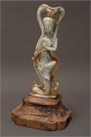 Large Chinese Green Jade Figure of Kwan Yin,