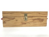 Wood box with red handles