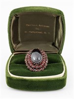 Edwardian Garnet Gold-Tone Cocktail Ring