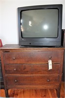 3 drawer primitive dresser and tv