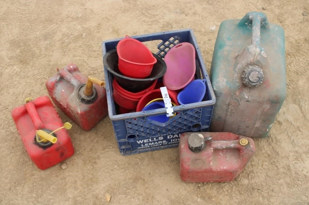 gas cans and funnels