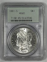 1881-S Morgan Silver $1 OGH PCGS MS65
