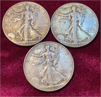 1946-P, S & D Liberty Standing Half Dollar Coins