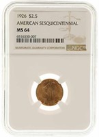 1926 US SESQUICENTENNIAL $2.50 GOLD COIN NGC MS64