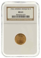 1926 US SESQUICENTENNIAL $2.50 GOLD COIN NGC MS63