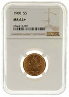 1900 US LIBERTY HEAD $5 GOLD COIN NGC MS64+