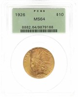 1926 US INDIAN HEAD $10 GOLD COIN PCGS MS64