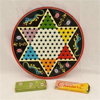 Vintage Chinese Checkers Board (Metal) & Pieces