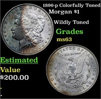 1896-p Colorfully Toned Morgan Dollar $1 Grades Se