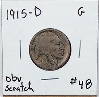 1915-D  Buffalo Nickel   G  Obv scratch