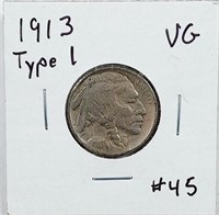 1913 Type I  Buffalo Nickel   VG