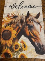 12 x 18 Double Sided Garden Flag Welcome Horse